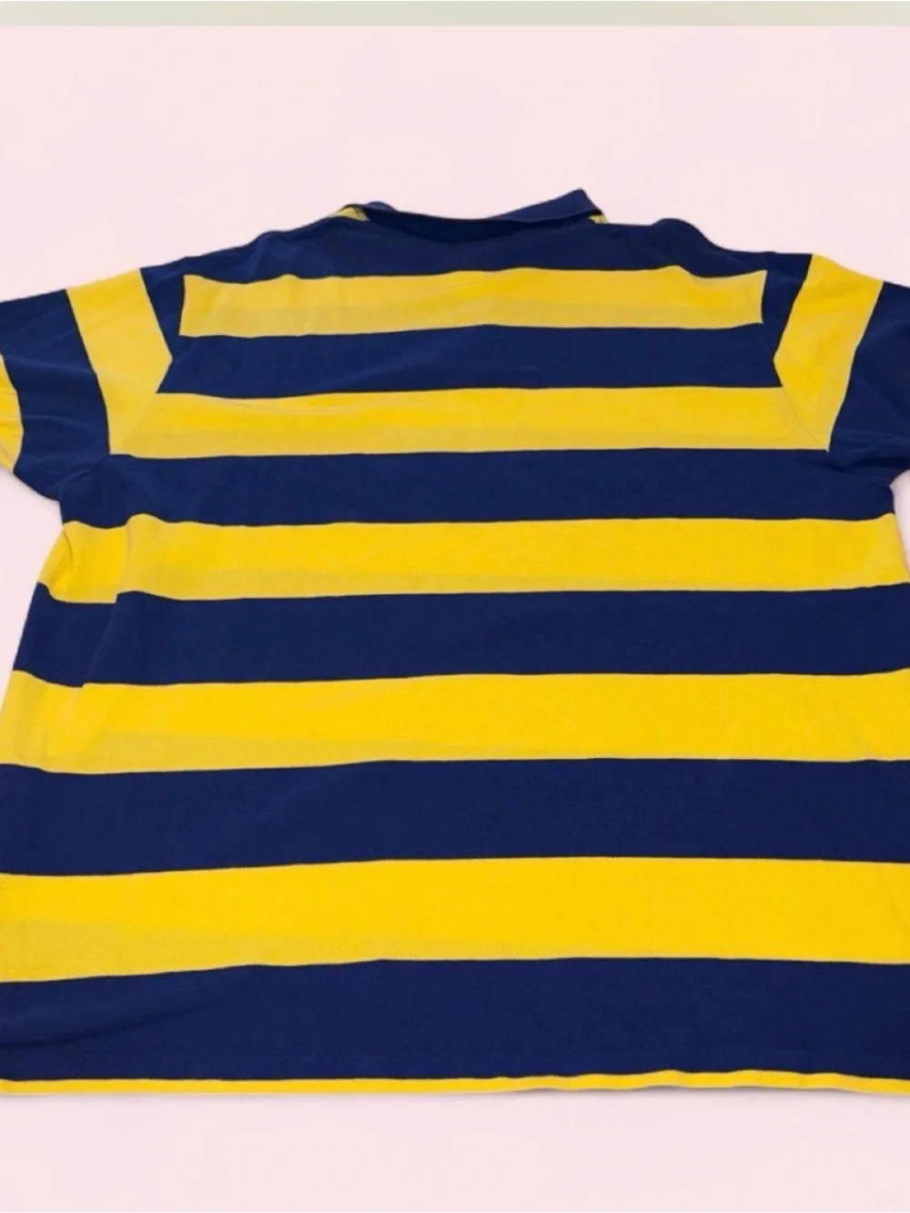 vintage Polo Ralph Lauren yellow and navy blue striped short-sleeve polo shirt